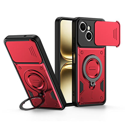 Ring Holder Lens Slide Cover Phone Case, For Tecno Spark Go 2024 / Pop 8, For Tecno Spark Go 2 / Pop 10 4G, For Tecno Spark Go 3 / Pop 20 4G, For Tecno Spark 40C, For Tecno Spark 40 Pro+ 4G, For Tecno Spark 40 Pro 4G, For Tecno Spark 40 4G             ...