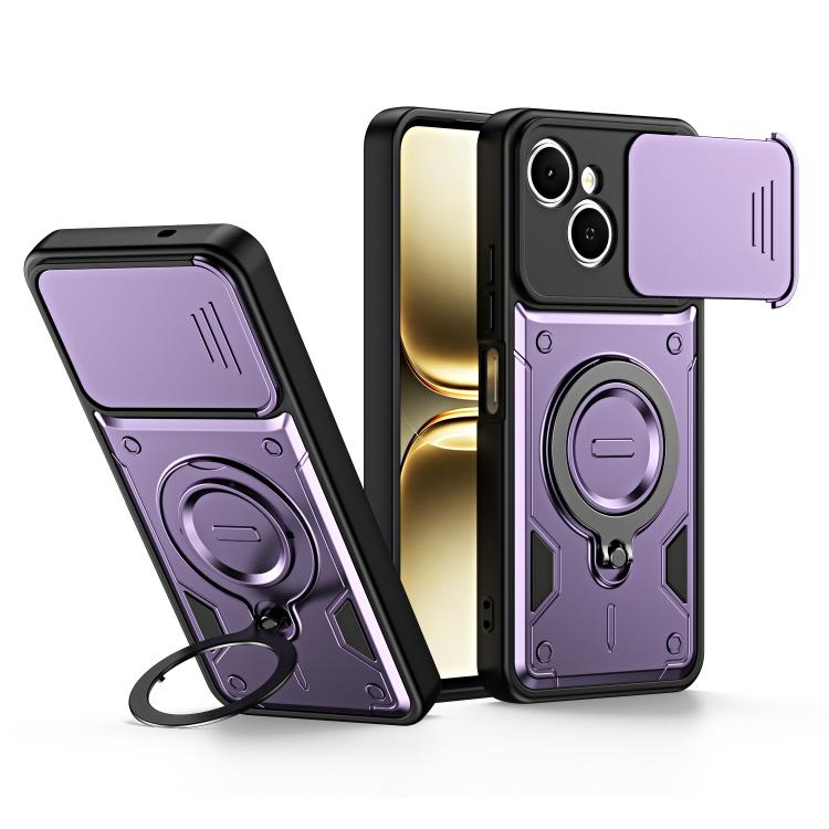 Ring Holder Lens Slide Cover Phone Case, For Tecno Spark Go 2024 / Pop 8, For Tecno Spark Go 2 / Pop 10 4G, For Tecno Spark Go 3 / Pop 20 4G, For Tecno Spark 40C, For Tecno Spark 40 Pro+ 4G, For Tecno Spark 40 Pro 4G, For Tecno Spark 40 4G             ...