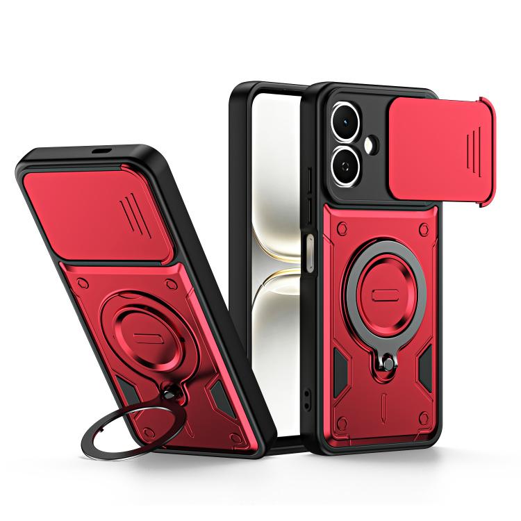 Ring Holder Lens Slide Cover Phone Case, For Tecno Spark Go 2024 / Pop 8, For Tecno Spark Go 2 / Pop 10 4G, For Tecno Spark Go 3 / Pop 20 4G, For Tecno Spark 40C, For Tecno Spark 40 Pro+ 4G, For Tecno Spark 40 Pro 4G, For Tecno Spark 40 4G             ...