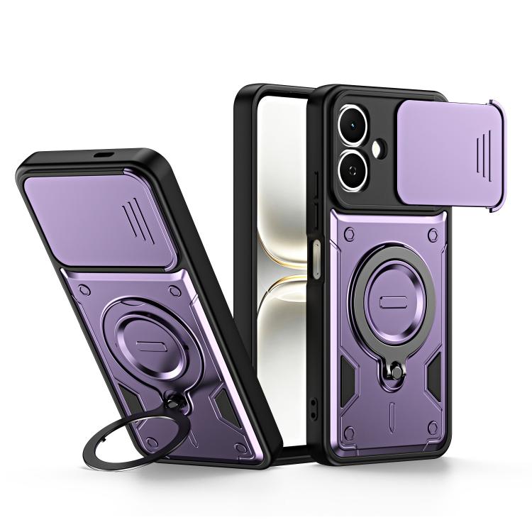Ring Holder Lens Slide Cover Phone Case, For Tecno Spark Go 2024 / Pop 8, For Tecno Spark Go 2 / Pop 10 4G, For Tecno Spark Go 3 / Pop 20 4G, For Tecno Spark 40C, For Tecno Spark 40 Pro+ 4G, For Tecno Spark 40 Pro 4G, For Tecno Spark 40 4G             ...
