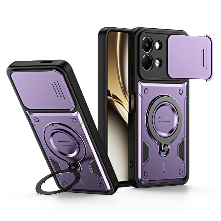 Ring Holder Lens Slide Cover Phone Case, For Tecno Spark Go 2024 / Pop 8, For Tecno Spark Go 2 / Pop 10 4G, For Tecno Spark Go 3 / Pop 20 4G, For Tecno Spark 40C, For Tecno Spark 40 Pro+ 4G, For Tecno Spark 40 Pro 4G, For Tecno Spark 40 4G             ...