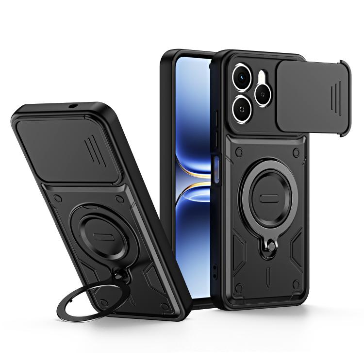 Ring Holder Lens Slide Cover Phone Case, For Tecno Spark Go 2024 / Pop 8, For Tecno Spark Go 2 / Pop 10 4G, For Tecno Spark Go 3 / Pop 20 4G, For Tecno Spark 40C, For Tecno Spark 40 Pro+ 4G, For Tecno Spark 40 Pro 4G, For Tecno Spark 40 4G             ...