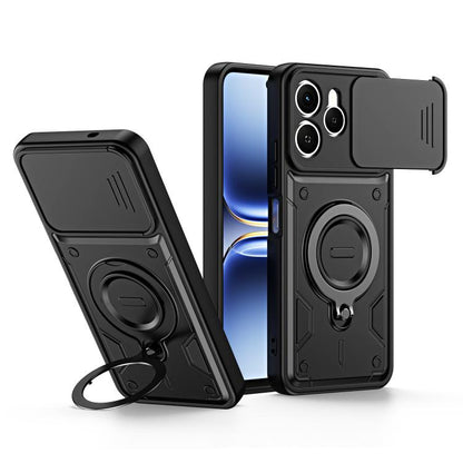 Ring Holder Lens Slide Cover Phone Case, For Tecno Spark Go 2024 / Pop 8, For Tecno Spark Go 2 / Pop 10 4G, For Tecno Spark Go 3 / Pop 20 4G, For Tecno Spark 40C, For Tecno Spark 40 Pro+ 4G, For Tecno Spark 40 Pro 4G, For Tecno Spark 40 4G             ...