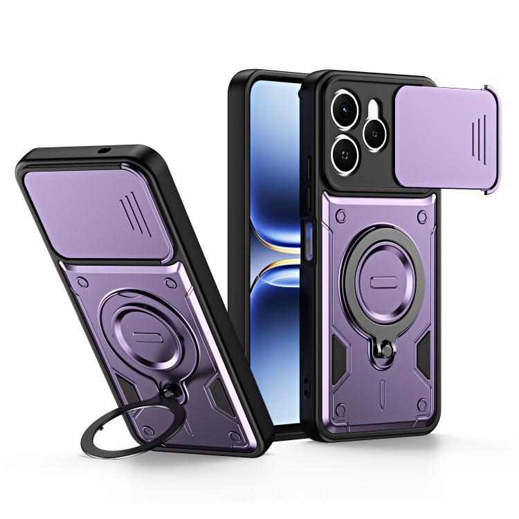Ring Holder Lens Slide Cover Phone Case, For Tecno Spark Go 2024 / Pop 8, For Tecno Spark Go 2 / Pop 10 4G, For Tecno Spark Go 3 / Pop 20 4G, For Tecno Spark 40C, For Tecno Spark 40 Pro+ 4G, For Tecno Spark 40 Pro 4G, For Tecno Spark 40 4G             ...