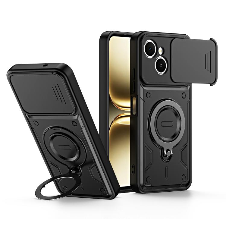 Ring Holder Lens Slide Cover Phone Case, For Tecno Spark Go 2024 / Pop 8, For Tecno Spark Go 2 / Pop 10 4G, For Tecno Spark Go 3 / Pop 20 4G, For Tecno Spark 40C, For Tecno Spark 40 Pro+ 4G, For Tecno Spark 40 Pro 4G, For Tecno Spark 40 4G             ...