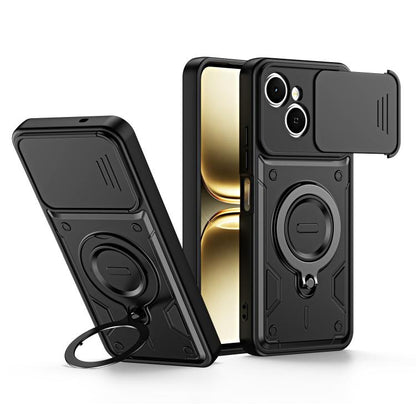 Ring Holder Lens Slide Cover Phone Case, For Tecno Spark Go 2024 / Pop 8, For Tecno Spark Go 2 / Pop 10 4G, For Tecno Spark Go 3 / Pop 20 4G, For Tecno Spark 40C, For Tecno Spark 40 Pro+ 4G, For Tecno Spark 40 Pro 4G, For Tecno Spark 40 4G             ...