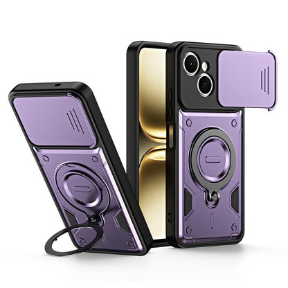 Ring Holder Lens Slide Cover Phone Case, For Tecno Spark Go 2024 / Pop 8, For Tecno Spark Go 2 / Pop 10 4G, For Tecno Spark Go 3 / Pop 20 4G, For Tecno Spark 40C, For Tecno Spark 40 Pro+ 4G, For Tecno Spark 40 Pro 4G, For Tecno Spark 40 4G             ...