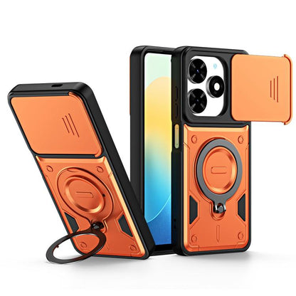 Ring Holder Lens Slide Cover Phone Case, For Tecno Spark Go 2024 / Pop 8, For Tecno Spark Go 2 / Pop 10 4G, For Tecno Spark Go 3 / Pop 20 4G, For Tecno Spark 40C, For Tecno Spark 40 Pro+ 4G, For Tecno Spark 40 Pro 4G, For Tecno Spark 40 4G             ...
