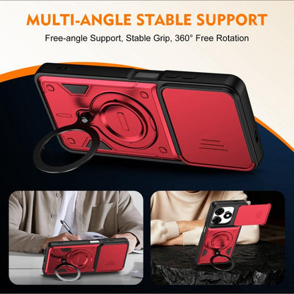 Ring Holder Lens Slide Cover Phone Case, For Tecno Spark Go 2024 / Pop 8, For Tecno Spark Go 2 / Pop 10 4G, For Tecno Spark Go 3 / Pop 20 4G, For Tecno Spark 40C, For Tecno Spark 40 Pro+ 4G, For Tecno Spark 40 Pro 4G, For Tecno Spark 40 4G             ...
