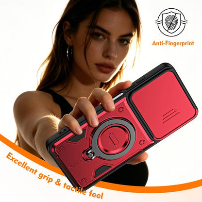 Ring Holder Lens Slide Cover Phone Case, For Tecno Spark Go 2024 / Pop 8, For Tecno Spark Go 2 / Pop 10 4G, For Tecno Spark Go 3 / Pop 20 4G, For Tecno Spark 40C, For Tecno Spark 40 Pro+ 4G, For Tecno Spark 40 Pro 4G, For Tecno Spark 40 4G             ...