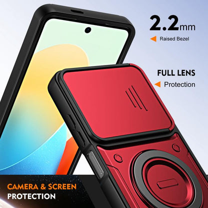 Ring Holder Lens Slide Cover Phone Case, For Tecno Spark Go 2024 / Pop 8, For Tecno Spark Go 2 / Pop 10 4G, For Tecno Spark Go 3 / Pop 20 4G, For Tecno Spark 40C, For Tecno Spark 40 Pro+ 4G, For Tecno Spark 40 Pro 4G, For Tecno Spark 40 4G             ...
