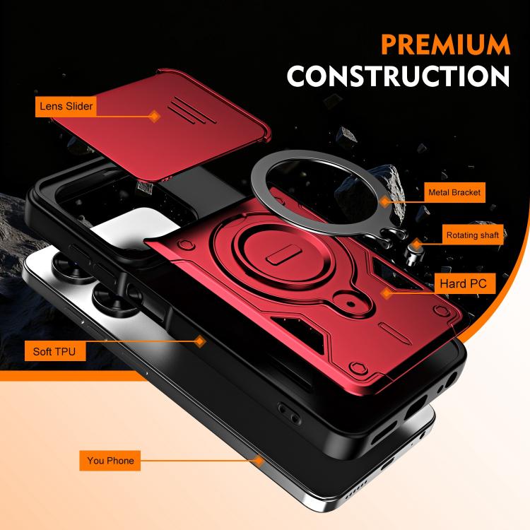Ring Holder Lens Slide Cover Phone Case, For Tecno Spark Go 2024 / Pop 8, For Tecno Spark Go 2 / Pop 10 4G, For Tecno Spark Go 3 / Pop 20 4G, For Tecno Spark 40C, For Tecno Spark 40 Pro+ 4G, For Tecno Spark 40 Pro 4G, For Tecno Spark 40 4G             ...