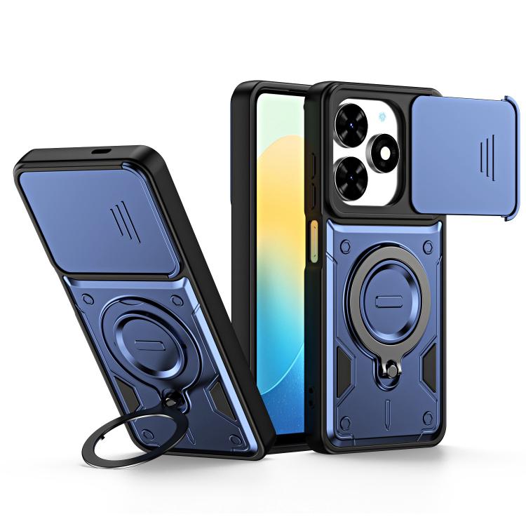 Ring Holder Lens Slide Cover Phone Case, For Tecno Spark Go 2024 / Pop 8, For Tecno Spark Go 2 / Pop 10 4G, For Tecno Spark Go 3 / Pop 20 4G, For Tecno Spark 40C, For Tecno Spark 40 Pro+ 4G, For Tecno Spark 40 Pro 4G, For Tecno Spark 40 4G             ...