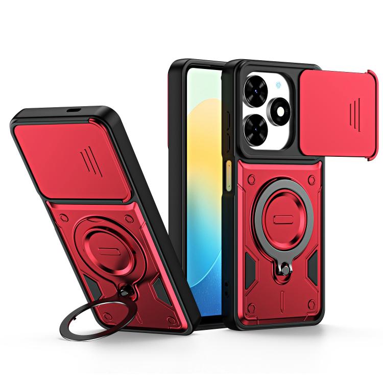 Ring Holder Lens Slide Cover Phone Case, For Tecno Spark Go 2024 / Pop 8, For Tecno Spark Go 2 / Pop 10 4G, For Tecno Spark Go 3 / Pop 20 4G, For Tecno Spark 40C, For Tecno Spark 40 Pro+ 4G, For Tecno Spark 40 Pro 4G, For Tecno Spark 40 4G             ...