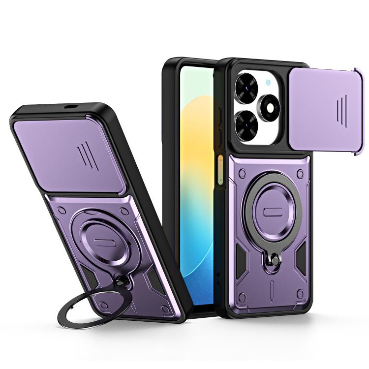 Ring Holder Lens Slide Cover Phone Case, For Tecno Spark Go 2024 / Pop 8, For Tecno Spark Go 2 / Pop 10 4G, For Tecno Spark Go 3 / Pop 20 4G, For Tecno Spark 40C, For Tecno Spark 40 Pro+ 4G, For Tecno Spark 40 Pro 4G, For Tecno Spark 40 4G             ...