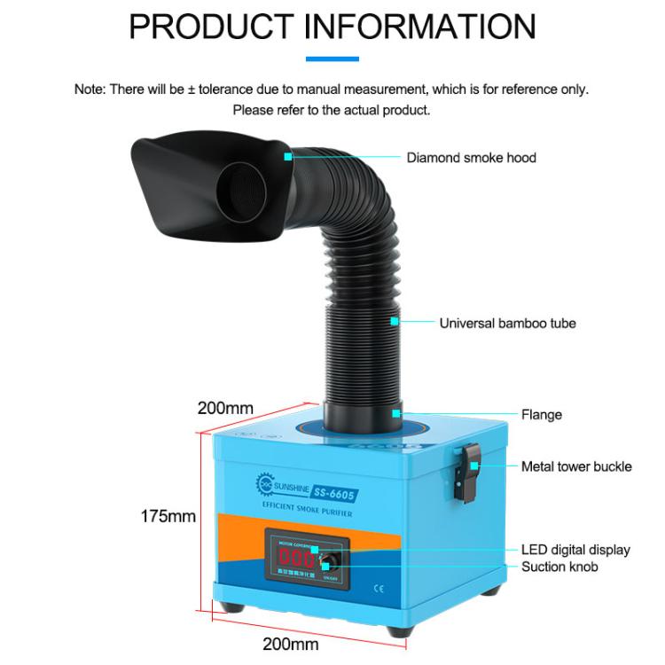 SUNSHINE SS-6605 Strong Suction Smoke Purifier, EU Plug, US Plug