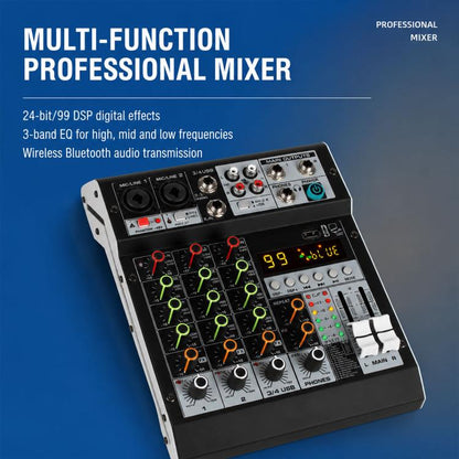 TP-4M 4-Channel Multi-function Professional Recording Mixer Bluetooth Sound Card, EU Plug, UK Plug, US Plug