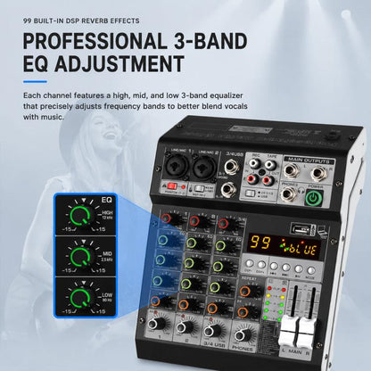 TP-8M 8-Channel Multi-function Professional Recording Mixer Bluetooth Sound Card, EU Plug, UK Plug, US Plug
