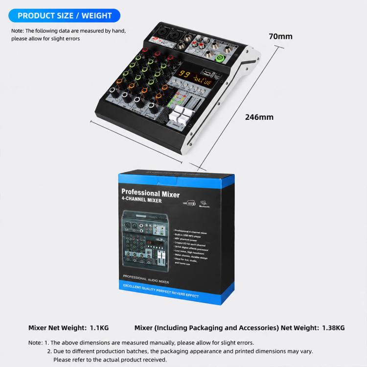 TP-8M 8-Channel Multi-function Professional Recording Mixer Bluetooth Sound Card, EU Plug, UK Plug, US Plug