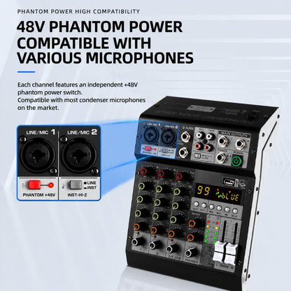 TP-8M 8-Channel Multi-function Professional Recording Mixer Bluetooth Sound Card, EU Plug, UK Plug, US Plug