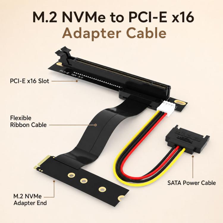 M2 NVME SSD To PCI-E 16X Adapter Cable