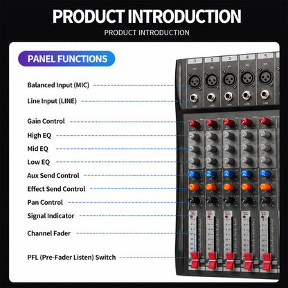 CT-12 12-Channel Professional Bluetooth Recording Live Streaming Mixer, EU Plug, UK Plug, US Plug