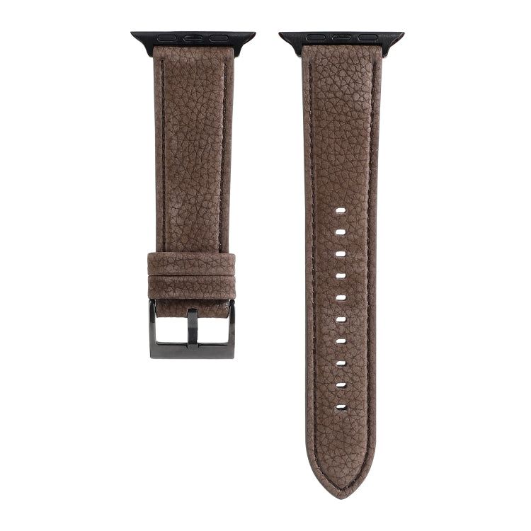 Litchi Texture Genuine Leather Watchband For Apple Watch Series 6 & SE & 5 & 4 40mm / 3 & 2 & 1 38mm, For Apple Watch Series 7 41mm / 6 & SE & 5 & 4 40mm / 3 & 2 & 1 38mm