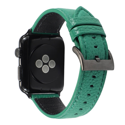 Litchi Texture Genuine Leather Watchband For Apple Watch Series 6 & SE & 5 & 4 40mm / 3 & 2 & 1 38mm, For Apple Watch Series 7 41mm / 6 & SE & 5 & 4 40mm / 3 & 2 & 1 38mm