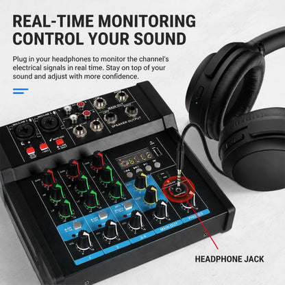 G4A 4-Channel Multi-function Professional Bluetooth Mixer, EU Plug, UK Plug, US Plug