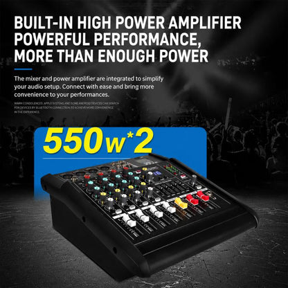 402D 4-Channel Multi-function Professional Bluetooth Mixer with Amplifier, EU Plug, UK Plug, US Plug
