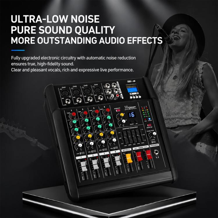602D 6-Channel Multi-function Professional Bluetooth Mixer with Amplifier, EU Plug, UK Plug, US Plug