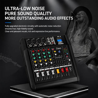 602D 6-Channel Multi-function Professional Bluetooth Mixer with Amplifier, EU Plug, UK Plug, US Plug