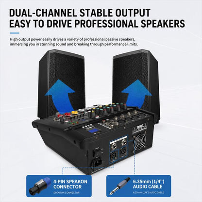 802D 8-Channel Multi-function Professional Bluetooth Mixer with Amplifier, EU Plug, UK Plug, US Plug