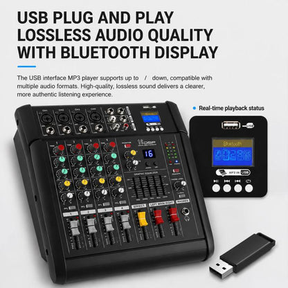 802D 8-Channel Multi-function Professional Bluetooth Mixer with Amplifier, EU Plug, UK Plug, US Plug