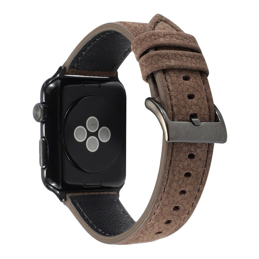 Litchi Texture Genuine Leather Watchband For Apple Watch Series 6 & SE & 5 & 4 44mm / 3 & 2 & 1 42mm, For Apple Watch Series 7 45mm / 6 & SE & 5 & 4 44mm / 3 & 2 & 1 42mm