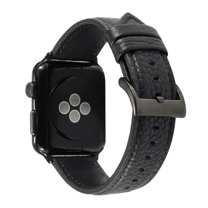 Litchi Texture Genuine Leather Watchband For Apple Watch Series 6 & SE & 5 & 4 44mm / 3 & 2 & 1 42mm, For Apple Watch Series 7 45mm / 6 & SE & 5 & 4 44mm / 3 & 2 & 1 42mm