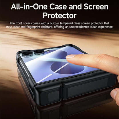 Skin Feel Frosted Spray-Coated PC Hinge Holder Integrated Film Phone Case, For Galaxy Z Flip8 5G