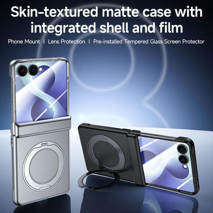 Skin Feel Frosted Spray-Coated PC 360 Magnetic Holder Hinge Integrated Film Phone Case, For Galaxy Z Flip8 5G