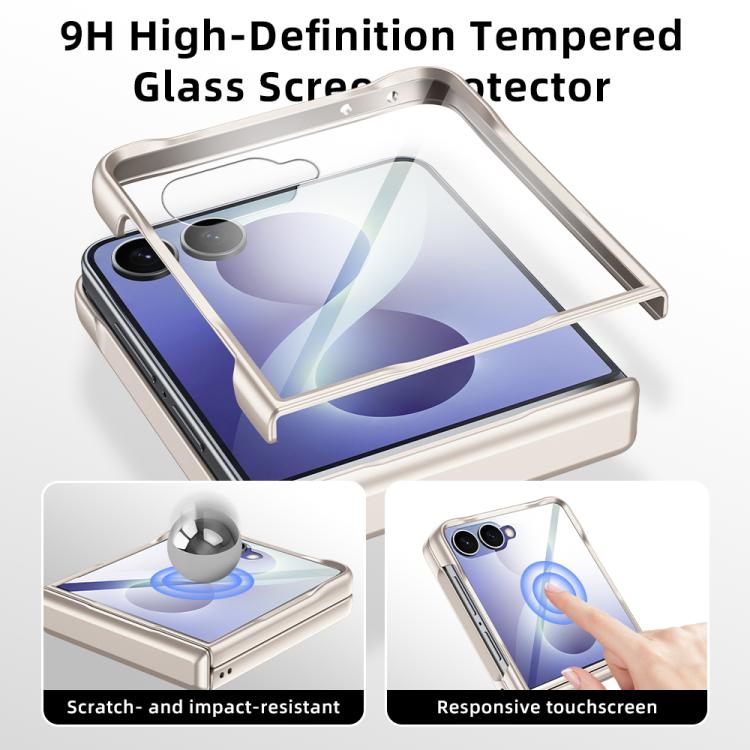 Spring Hinge Vegan Leather 360 Magnetic Holder Integrated Film Phone Case, For Galaxy Z Flip8 5G