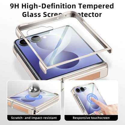 Spring Hinge Holder Vegan Leather Integrated Film Phone Case, For Galaxy Z Flip8 5G