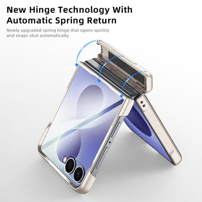 Spring Hinge Holder Vegan Leather Integrated Film Phone Case, For Galaxy Z Flip8 5G