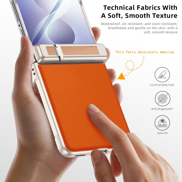 Spring Hinge Holder Vegan Leather Integrated Film Phone Case, For Galaxy Z Flip8 5G