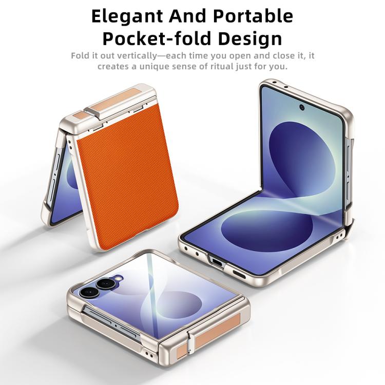 Spring Hinge Holder Vegan Leather Integrated Film Phone Case, For Galaxy Z Flip8 5G