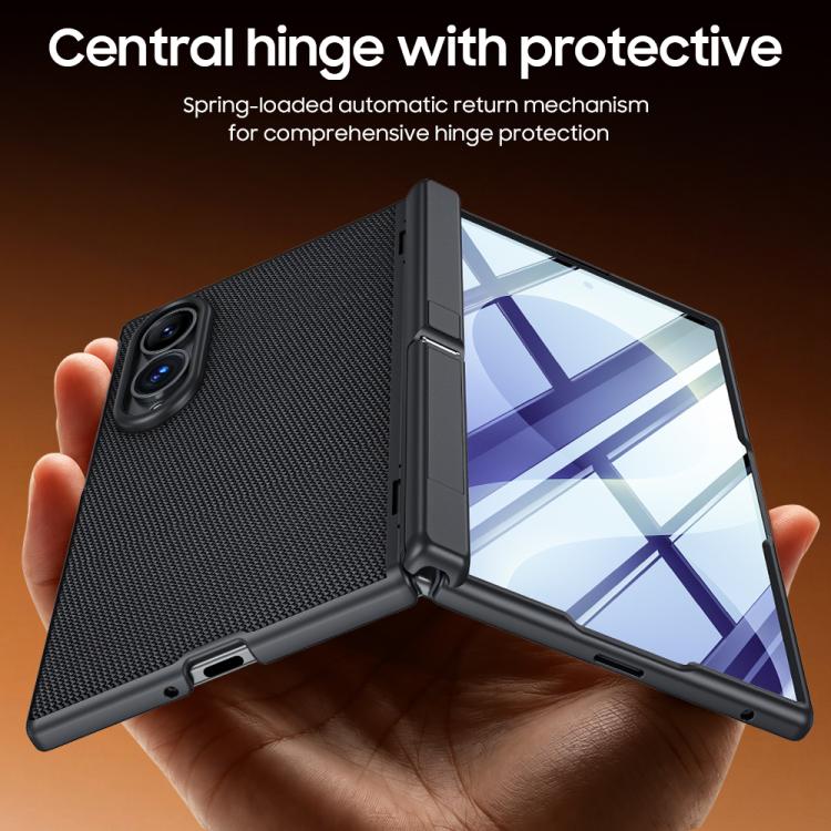 Spring Hinge Holder Vegan Leather Integrated Film Phone Case, For Galaxy Z Fold8 5G, For Galaxy Z Fold8 Ultra 5G
