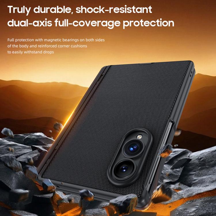 Spring Hinge Holder Vegan Leather Integrated Film Phone Case, For Galaxy Z Fold8 5G, For Galaxy Z Fold8 Ultra 5G