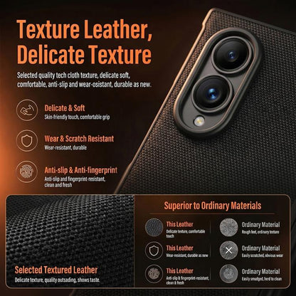 Spring Hinge Holder Vegan Leather Integrated Film Phone Case, For Galaxy Z Fold8 5G, For Galaxy Z Fold8 Ultra 5G
