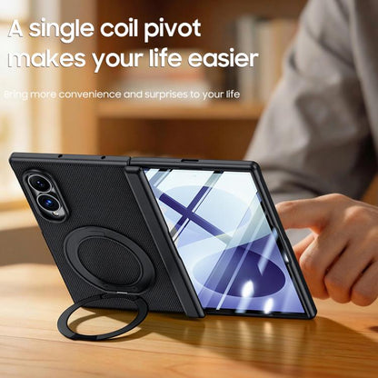 Spring Hinge Vegan Leather 360 Magnetic Holder Integrated Film Phone Case, For Galaxy Z Fold8 5G, For Galaxy Z Fold8 Ultra 5G