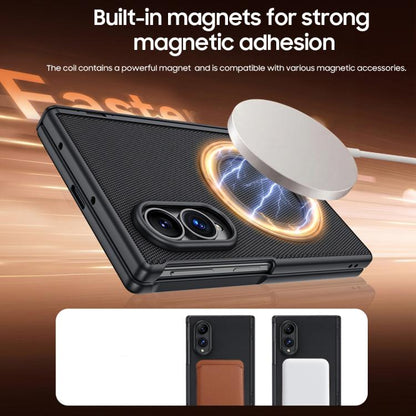 Spring Hinge Vegan Leather 360 Magnetic Holder Integrated Film Phone Case, For Galaxy Z Fold8 5G, For Galaxy Z Fold8 Ultra 5G