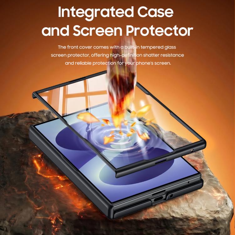 Spring Hinge Vegan Leather 360 Magnetic Holder Integrated Film Phone Case, For Galaxy Z Fold8 5G, For Galaxy Z Fold8 Ultra 5G