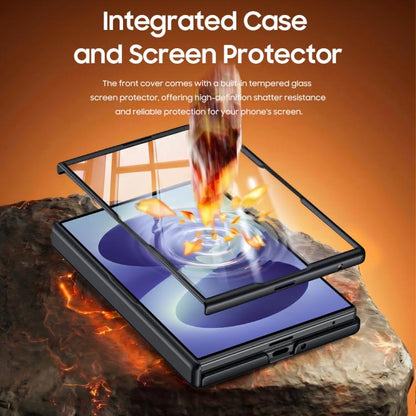 Spring Hinge Vegan Leather 360 Magnetic Holder Integrated Film Phone Case, For Galaxy Z Fold8 5G, For Galaxy Z Fold8 Ultra 5G